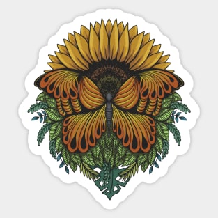 Sunflower Butterfly Hand Drawn Sticker